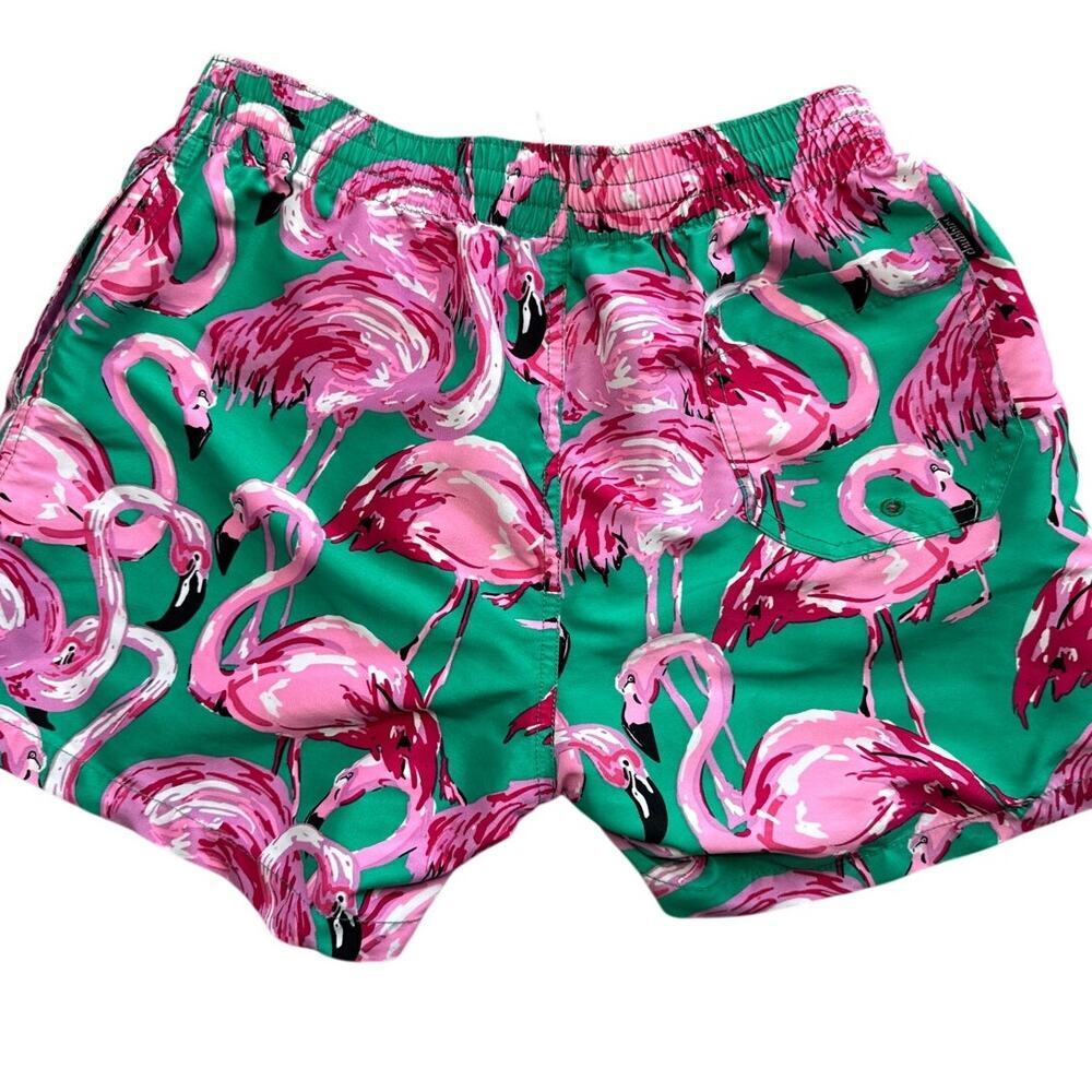 Men's Chubbies Flamingo Swim Trunks Size Medium Green Pink Lined Beach Shorts - Picture 3 of 8